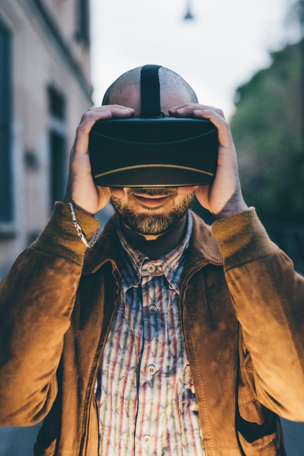 Man Using VR Glasses